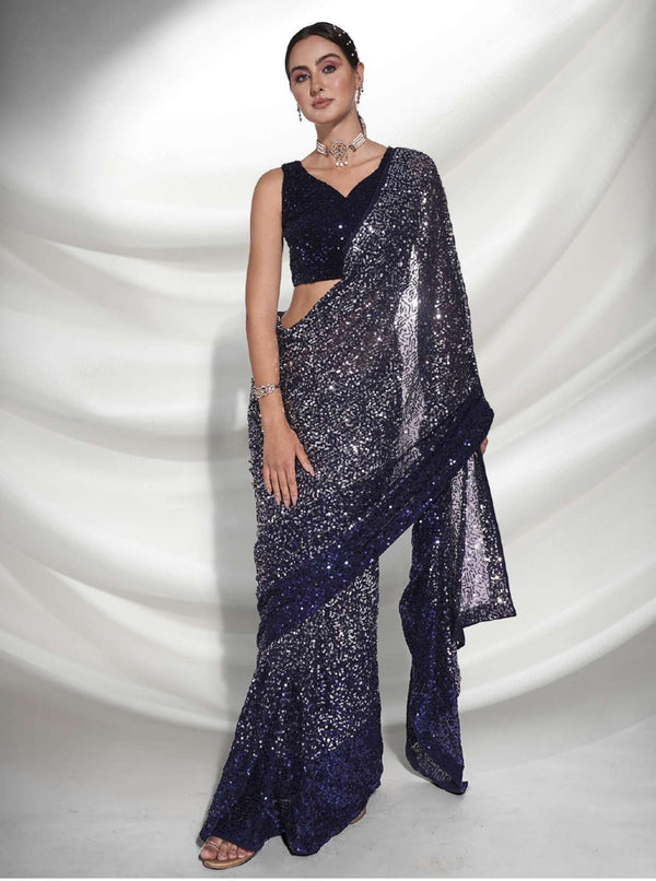 Women's Black Designer Saree Collection - Dwija Fashion