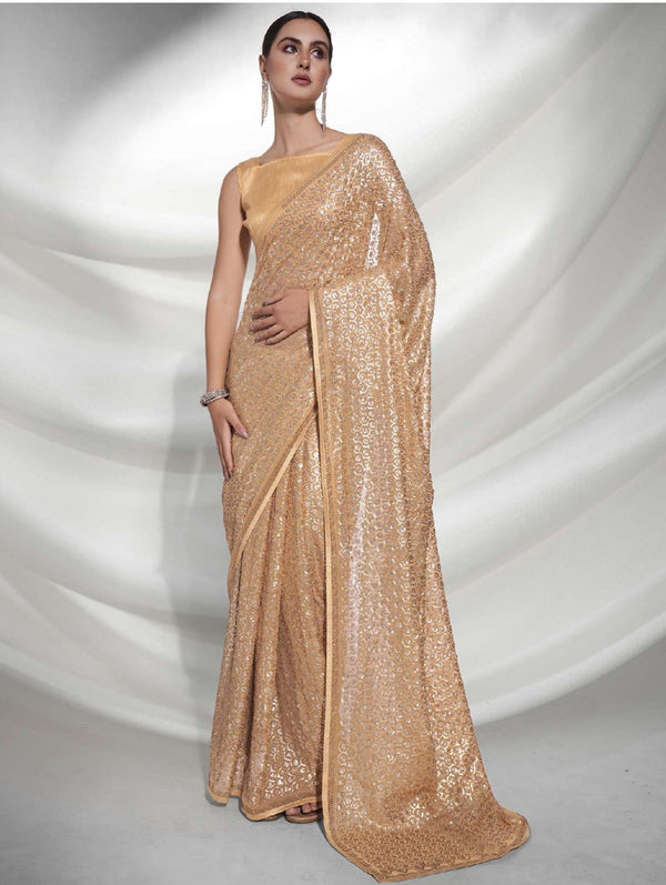 Women's Golden Designer Saree Collection - Dwija Fashion