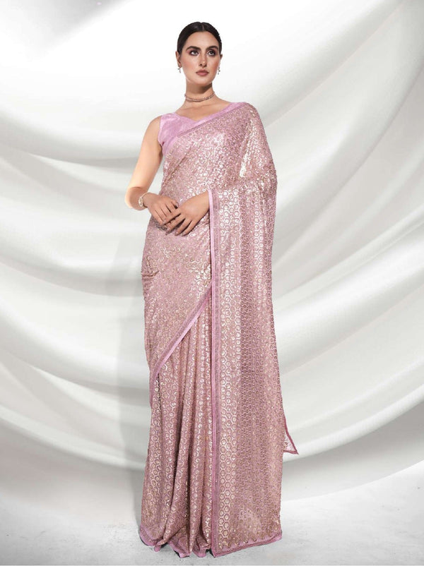 Women's Pink Designer Saree Collection - Dwija Fashion