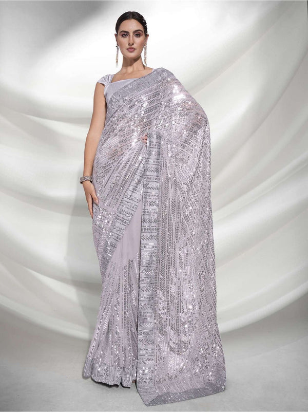 Women's Silver Designer Saree Collection - Dwija Fashion