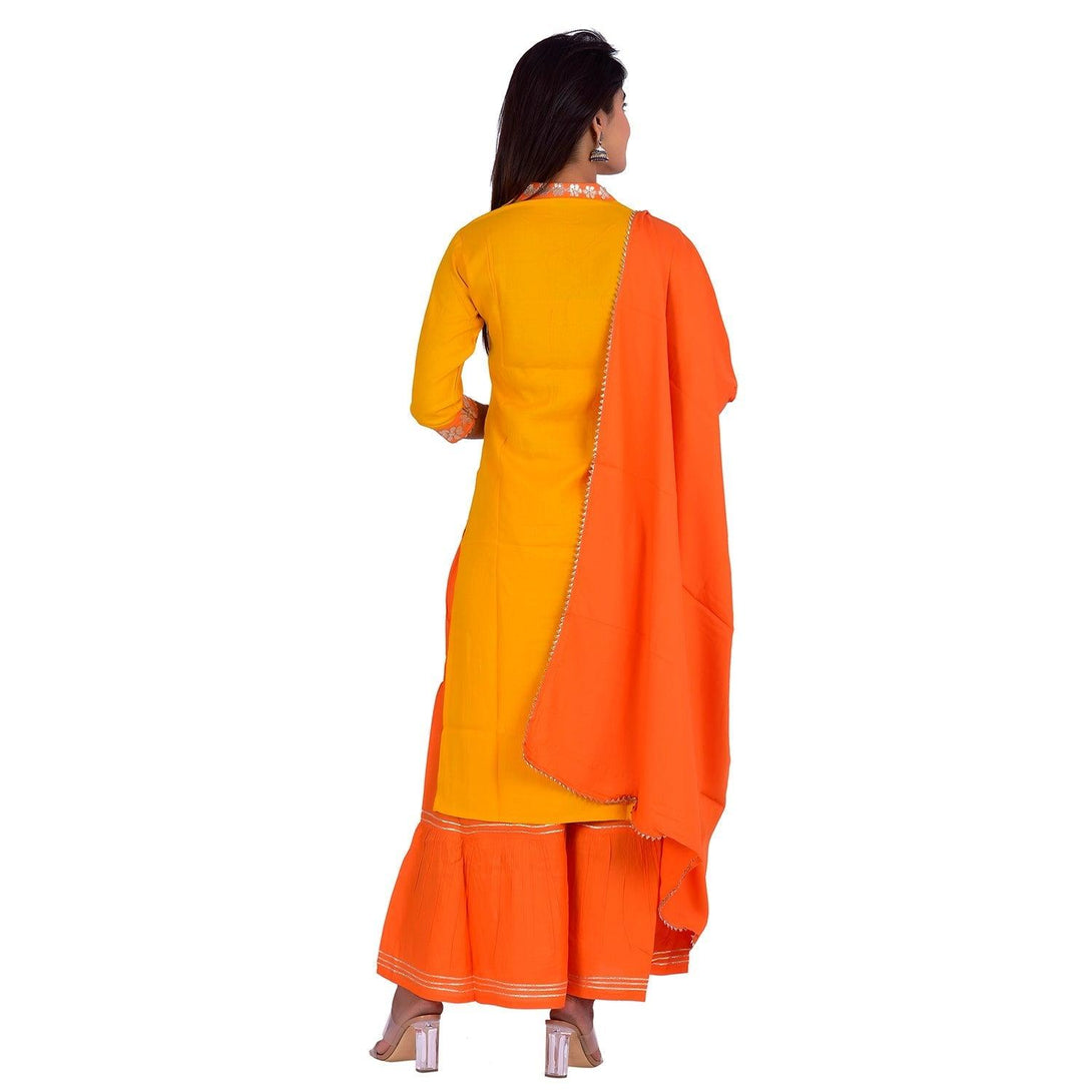 Women's Ethnic Kurta With Sharara And Dupatta-Noz2Toz - Indiakreations