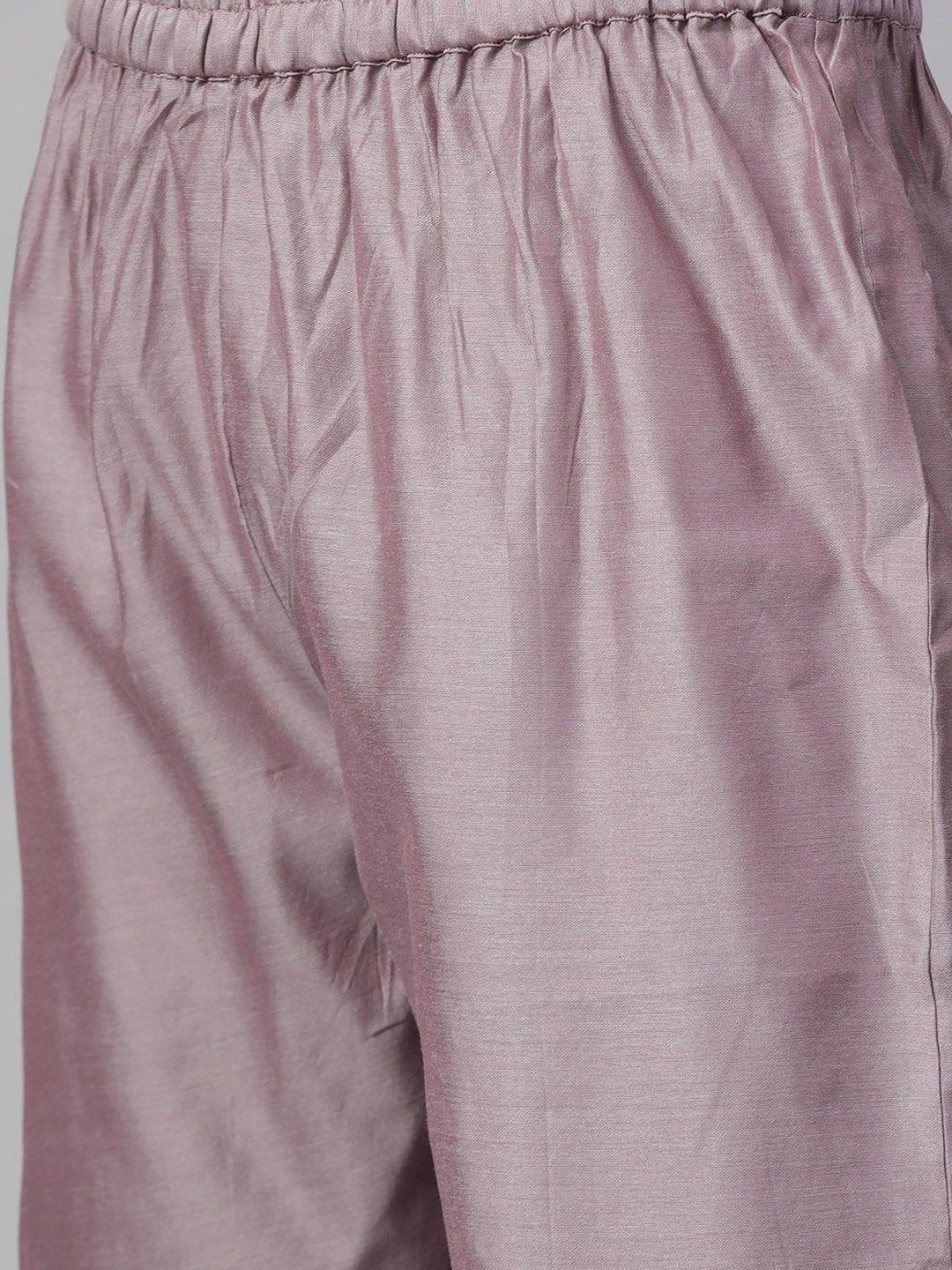 Women Mauve Printed Kurta With Trousers - Indiakreations