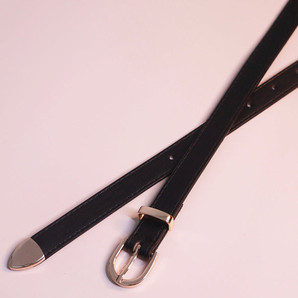 Black With Gold Tone Thin Belt