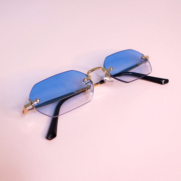 Trendy Rimless Blue Sunglasses