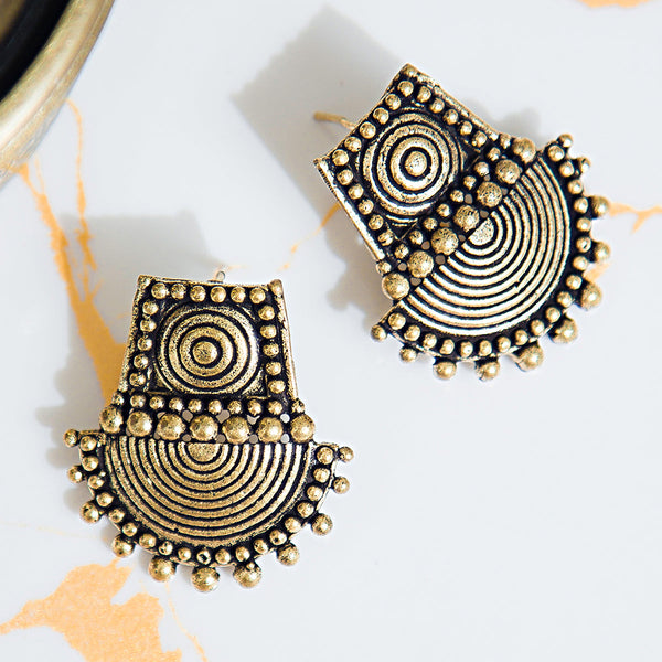 Ethnic Silver & Black Festive Studs