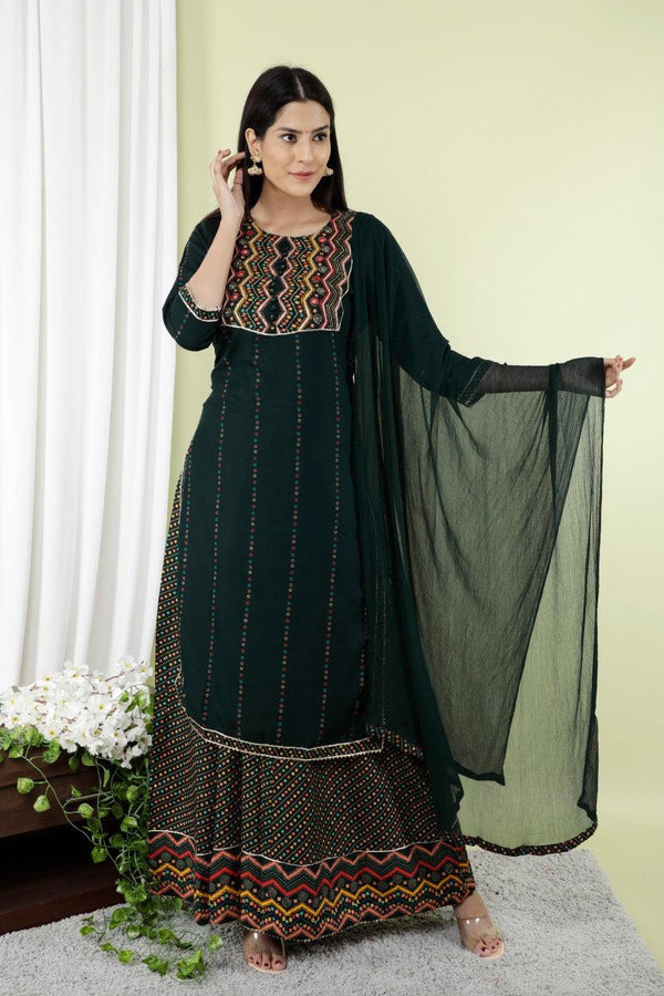 Women's Ethnic Kurta And Divider And Dupatta-Noz2Toz - Indiakreations