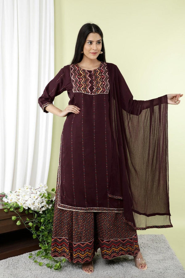 Women's Ethnic Kurta And Divider And Dupatta-Noz2Toz - Indiakreations