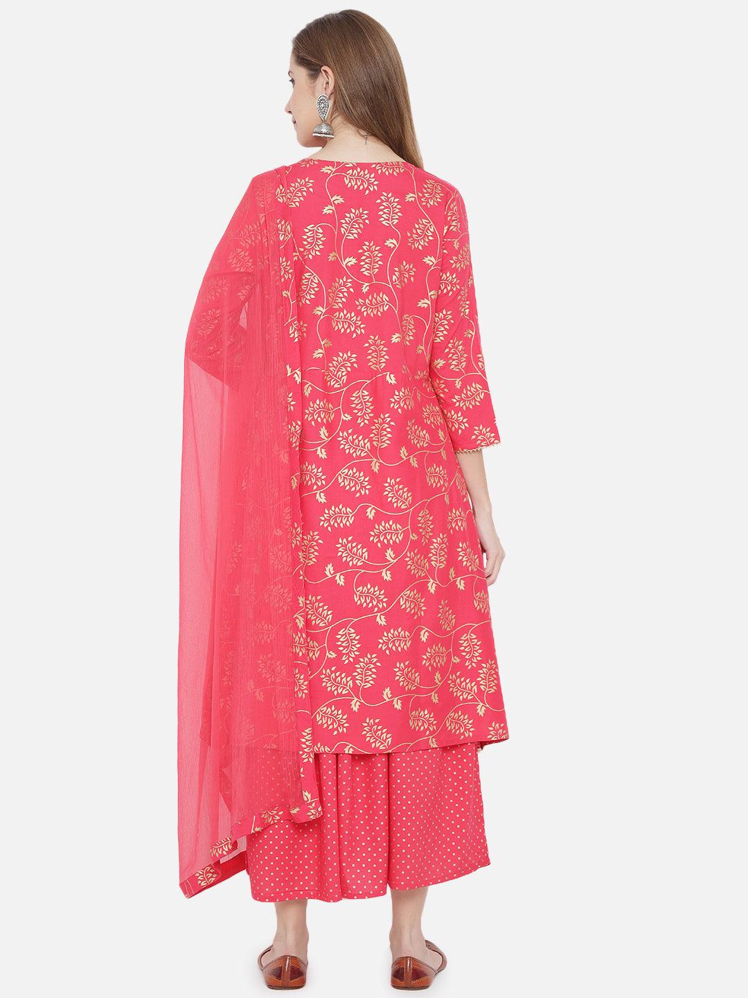 Women's Printed Motifs Kurta with Palazzos & Dupatta - NOZ2TOZ - Indiakreations