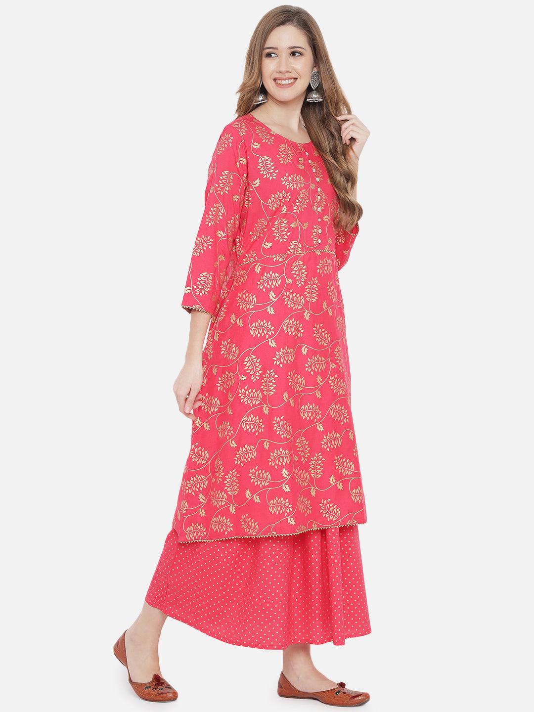 Women's Printed Motifs Kurta with Palazzos & Dupatta - NOZ2TOZ - Indiakreations