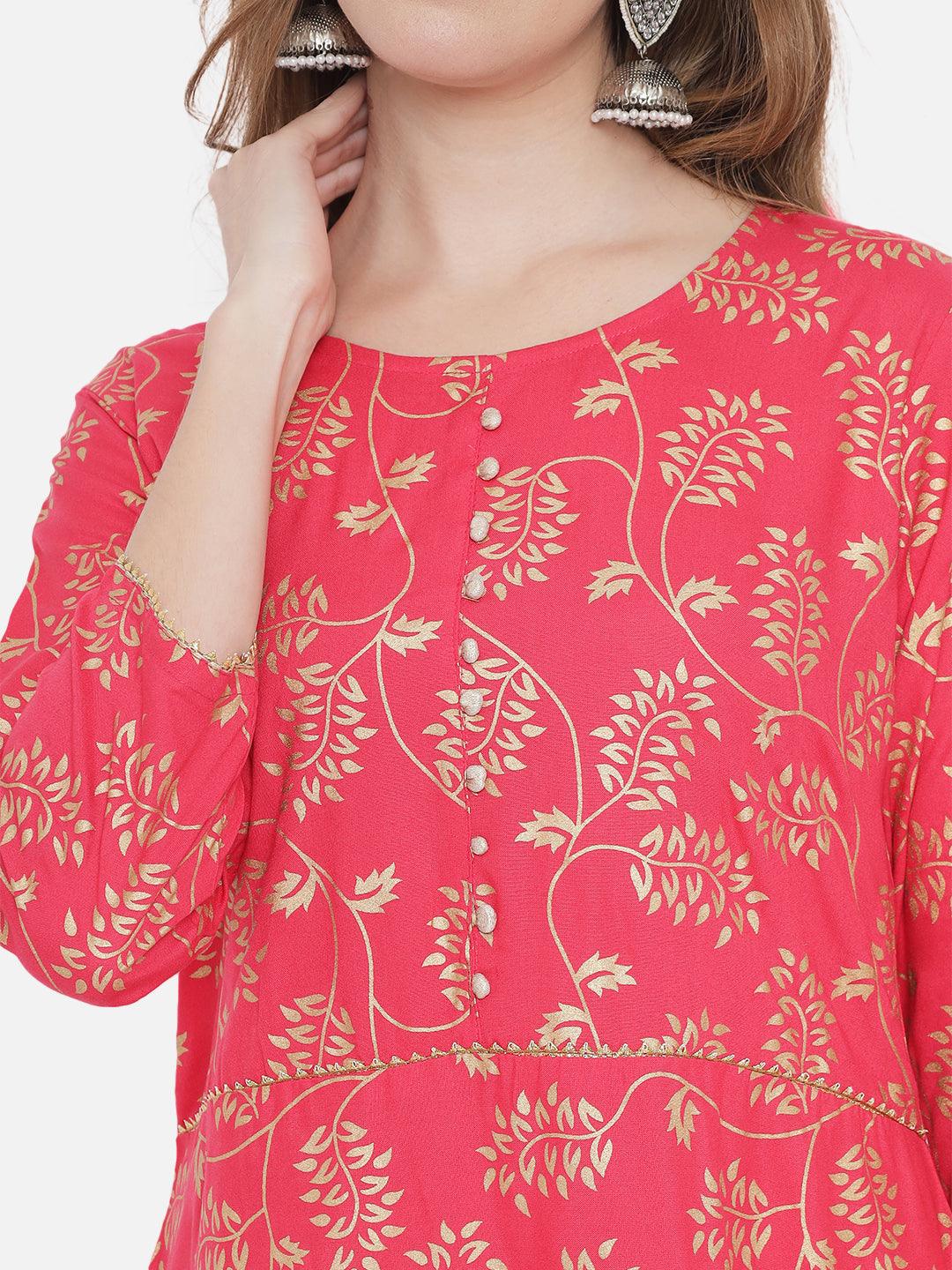 Women's Printed Motifs Kurta with Palazzos & Dupatta - NOZ2TOZ - Indiakreations