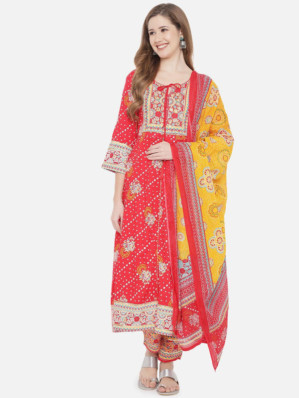 Women's Ethnic Motifs Printed Kurta With Trousers & Dupatta - NOZ2TOZ - Indiakreations