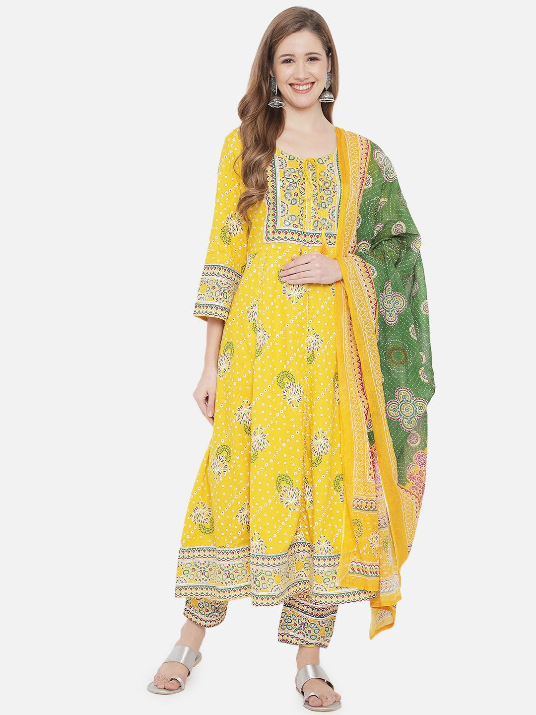 Women's Ethnic Motifs Printed Kurta With Trousers & Dupatta - NOZ2TOZ - Indiakreations