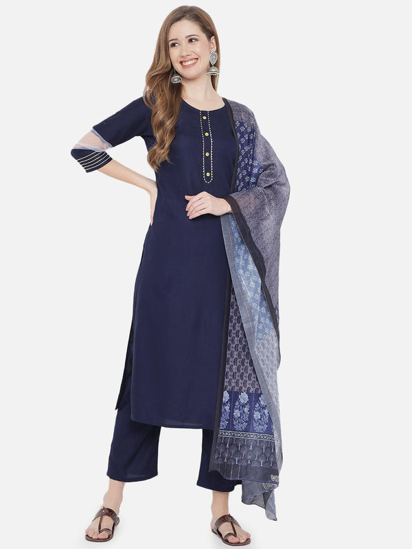 Women's Pure Motifs Kurta with Trousers & With Dupatta - NOZ2TOZ - Indiakreations