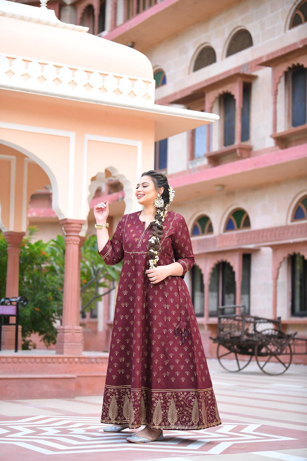 Maroon Anarkali Ethnic Gown - Indiakreations