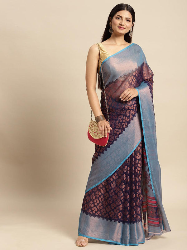 Women's Designer Blue Colour Chiffon Saree Collection - Dwija Fashion - Indiakreations