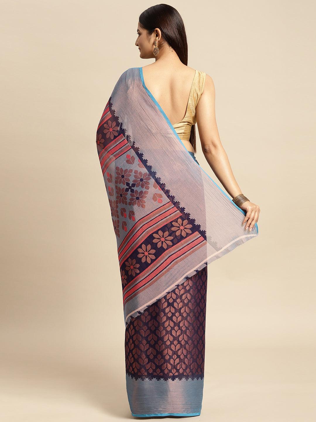 Women's Designer Blue Colour Chiffon Saree Collection - Dwija Fashion - Indiakreations