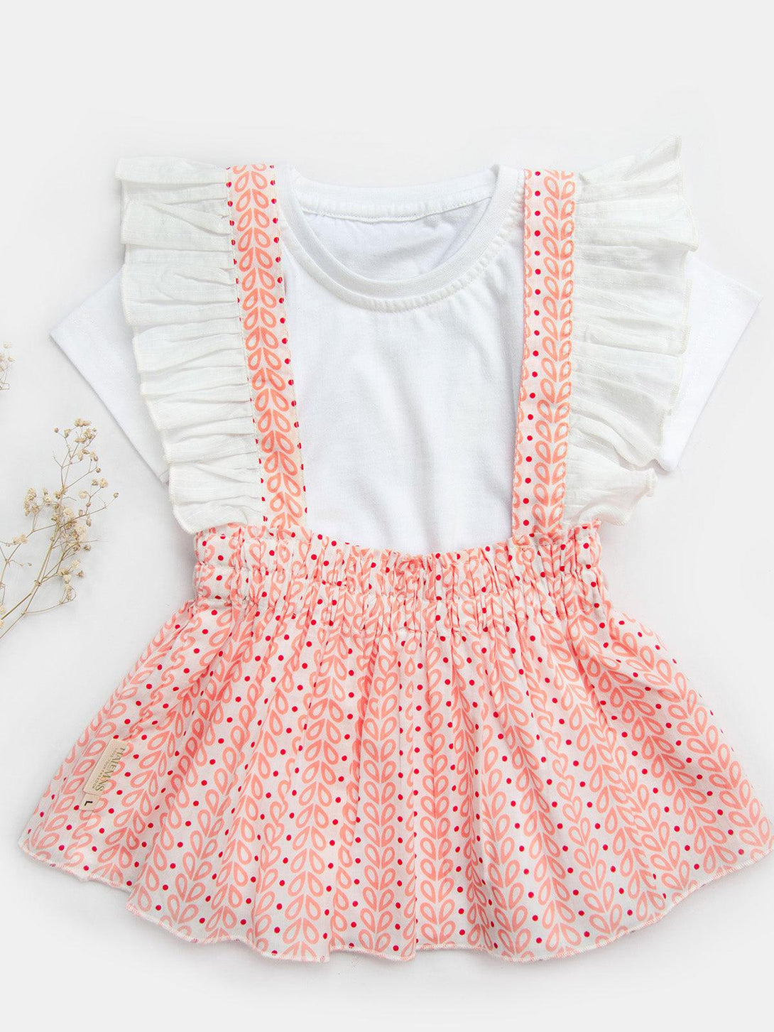 Girl's Pink Stripes Baby Frilled Frock With Crochette Lace - HALEMONS - Indiakreations