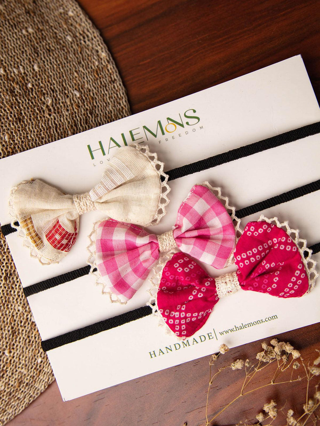 Girl's Girlish Baby Girl Toddler Handmade Bow Hair Bands pack of 3 1 - HALEMONS - Indiakreations