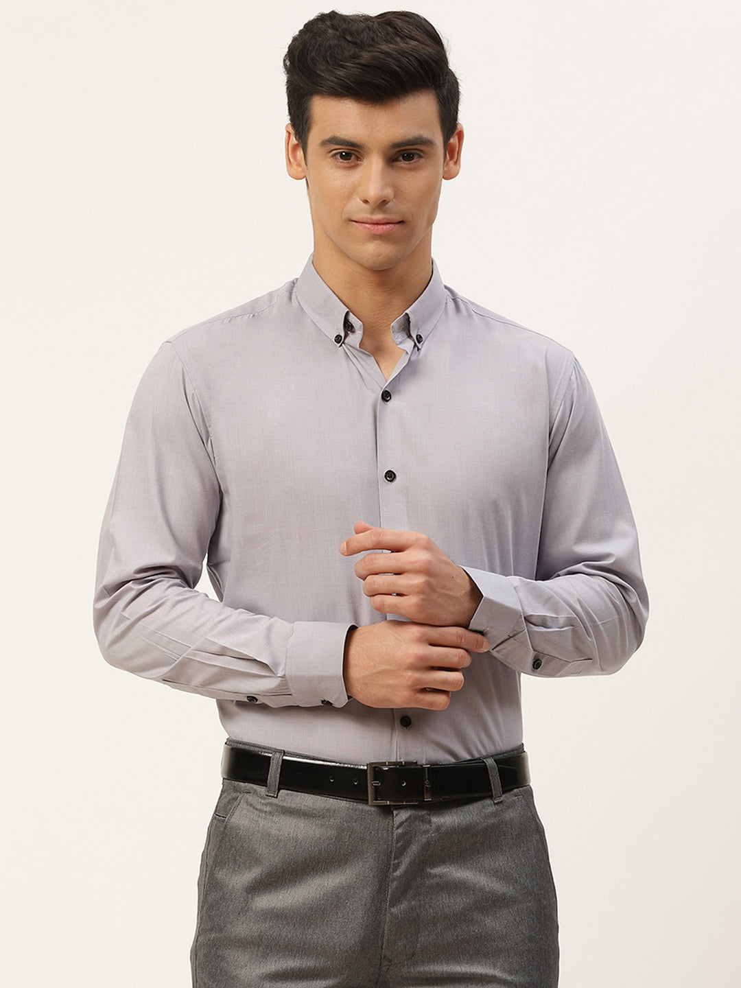 Men's Cotton Grey Formal Shirt - Sojanya