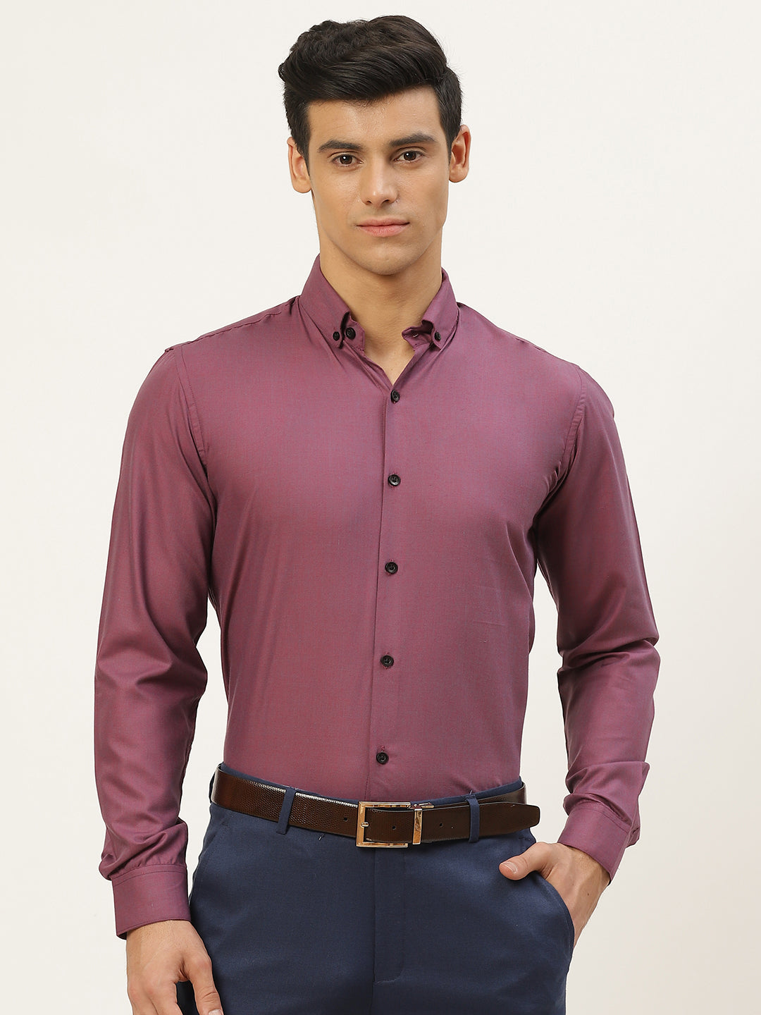 Men's Cotton Violet Formal Shirt - Sojanya