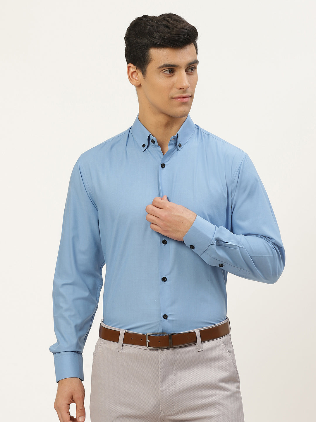 Men's Cotton Blue Formal Shirt - Sojanya