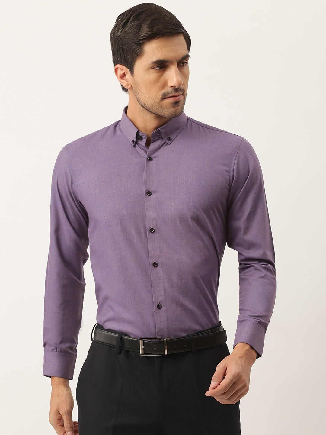 Men's Cotton Purple Formal Shirt - Sojanya