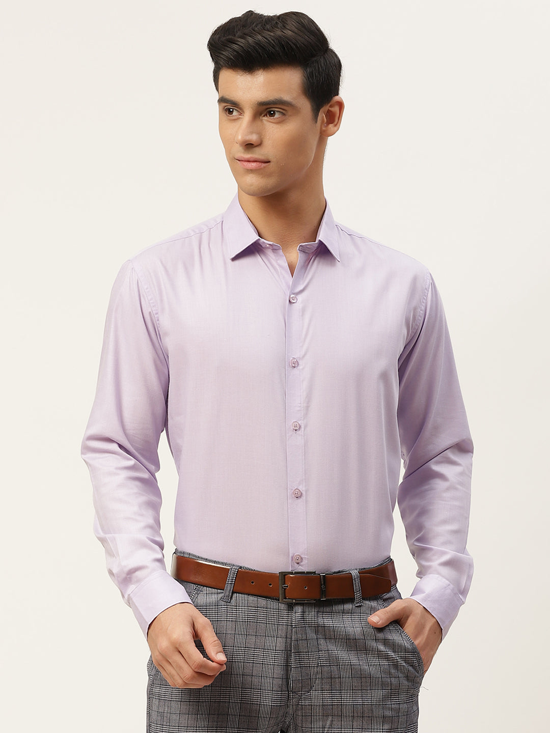 Men's Cotton Lavender Classic Formal Shirt - Sojanya