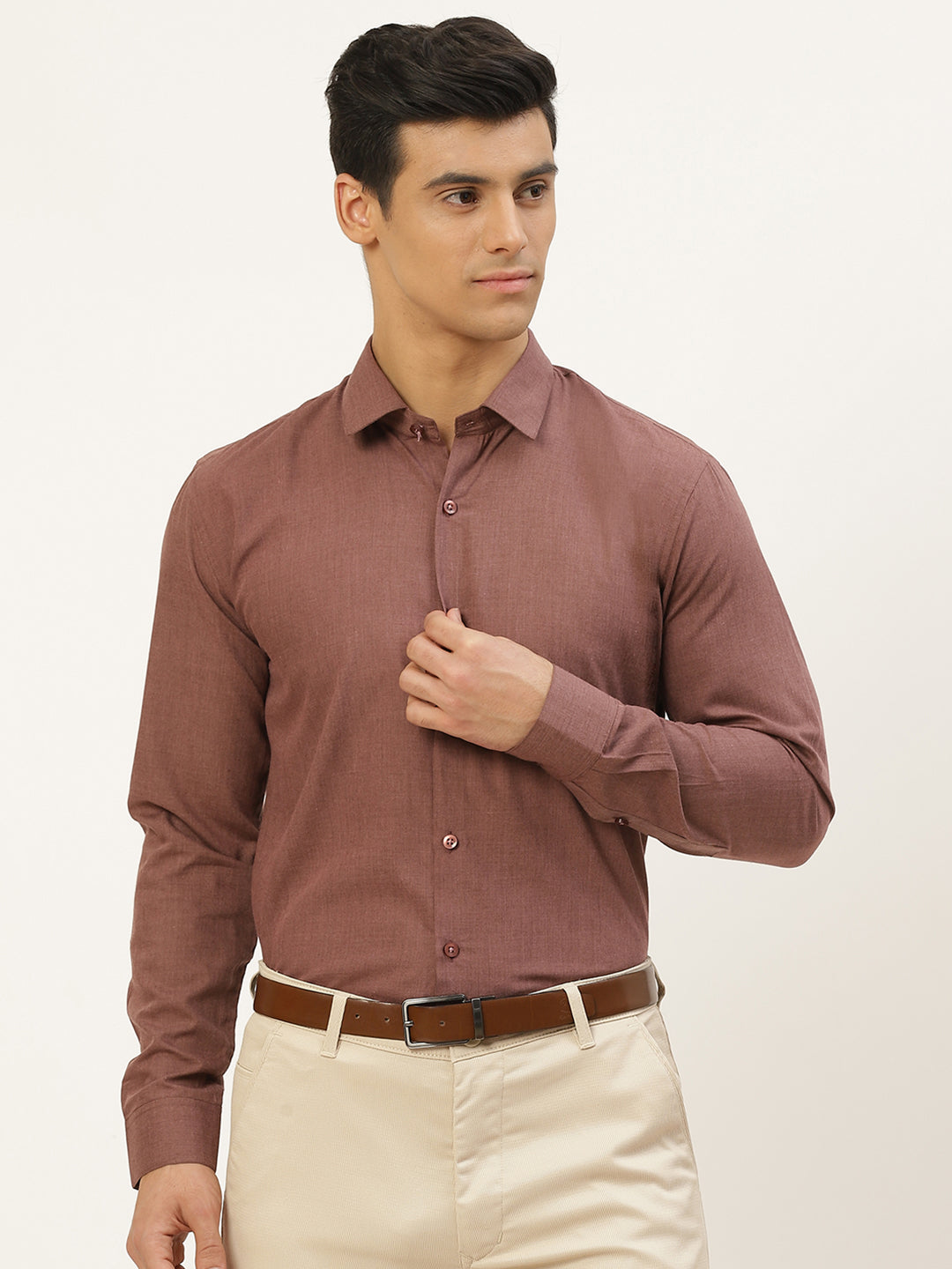 Men's Cotton Wine Classic Formal Shirt - Sojanya