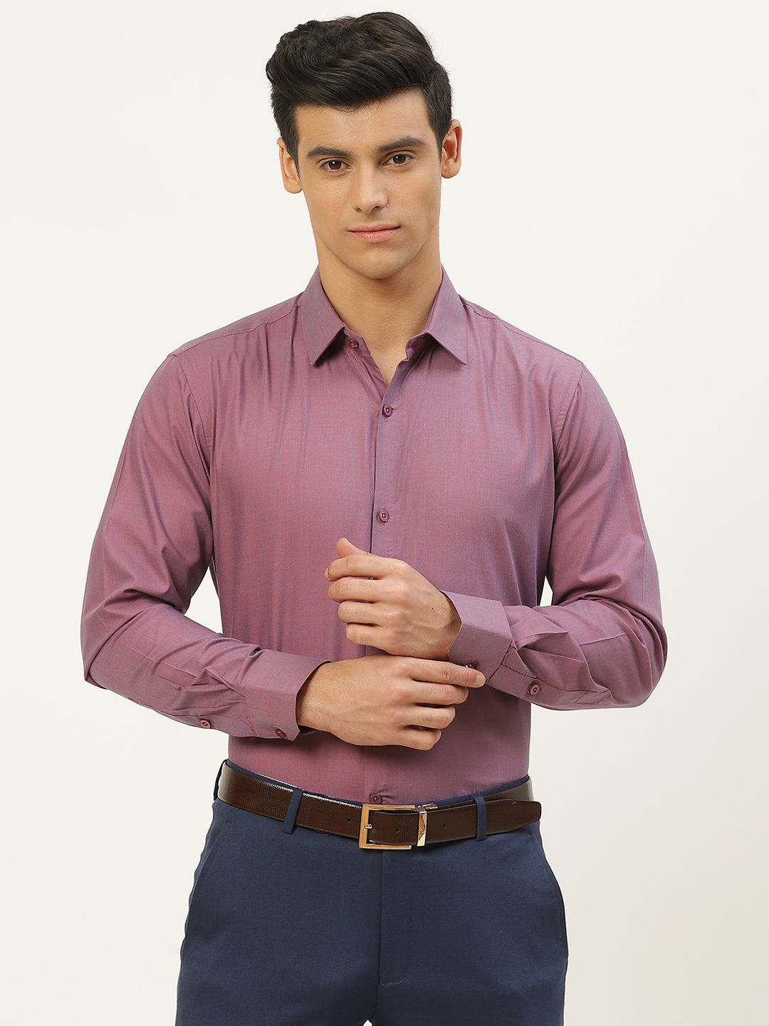 Men's Cotton Violet Classic Formal Shirt - Sojanya