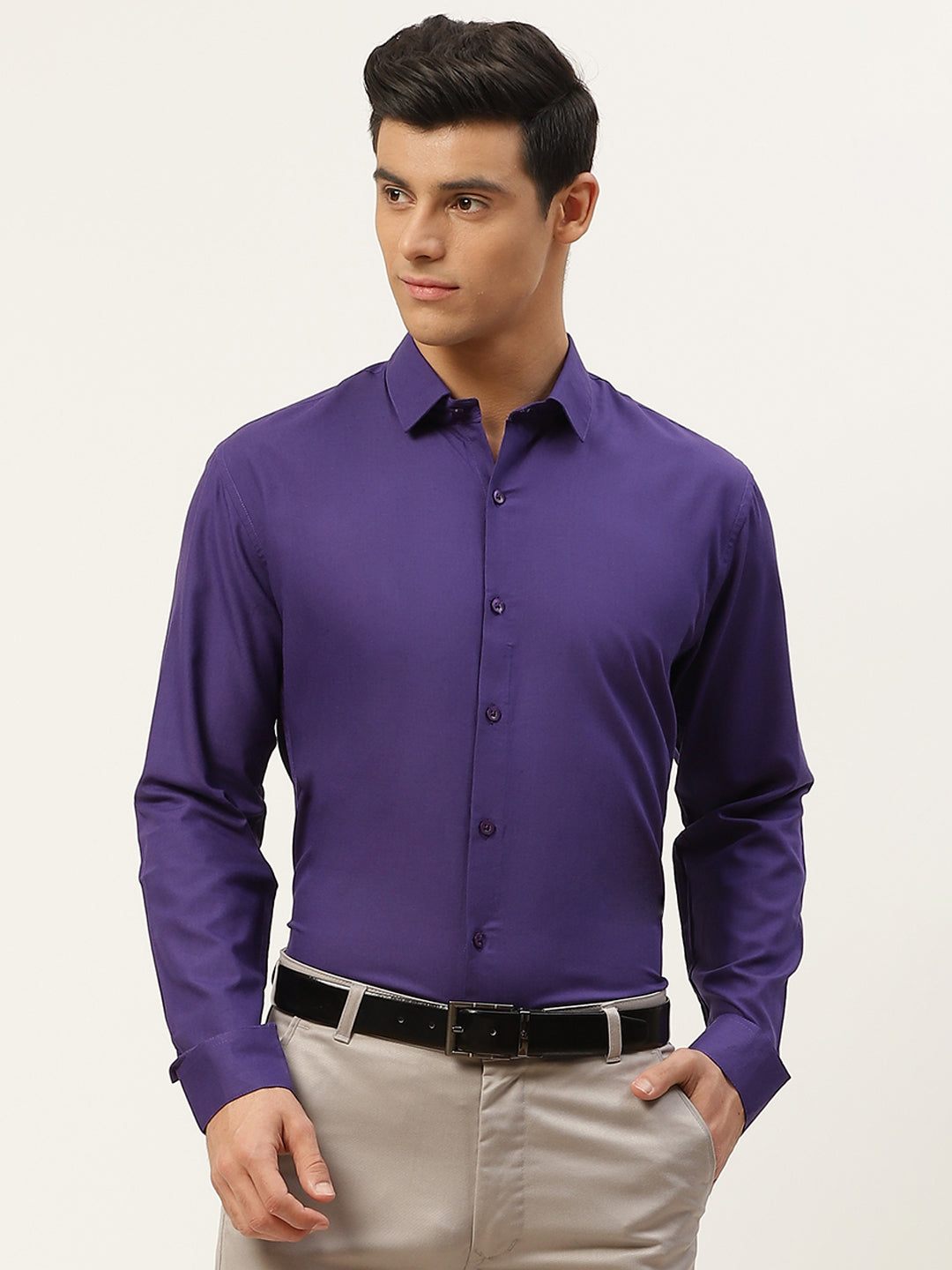 Men's Cotton Royal Blue Classic Formal Shirt - Sojanya