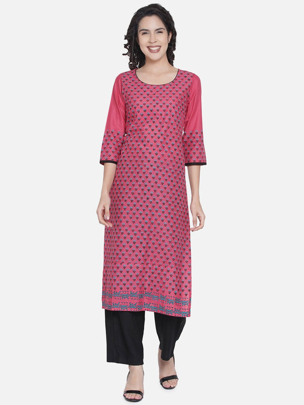 Women's Light Rose Straight Cotton Kurta - Noz2Toz