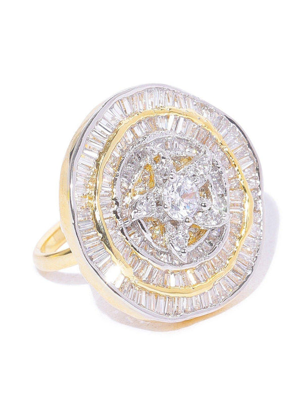 Women's Designer Gold Plated American Diamond Ring For Women And Girls - Priyaasi - Indiakreations