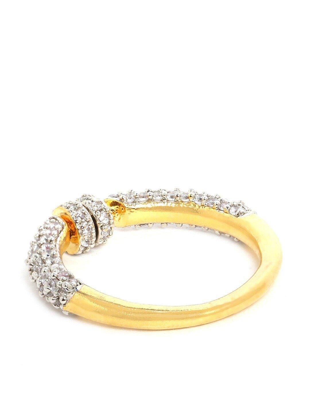 Women's Gold Plated AD Studded Off White Finger Ring - Priyaasi - Indiakreations