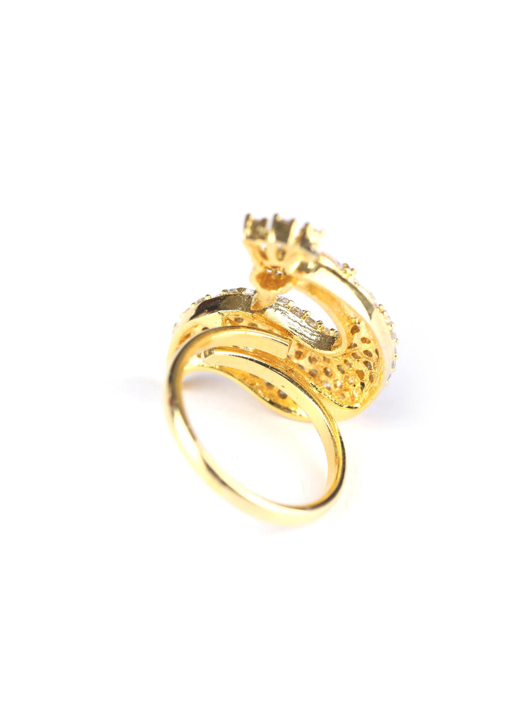 Women's GazeWorthy - American Diamond Gold Plated Peacock Shaped Ring - Priyaasi - Indiakreations