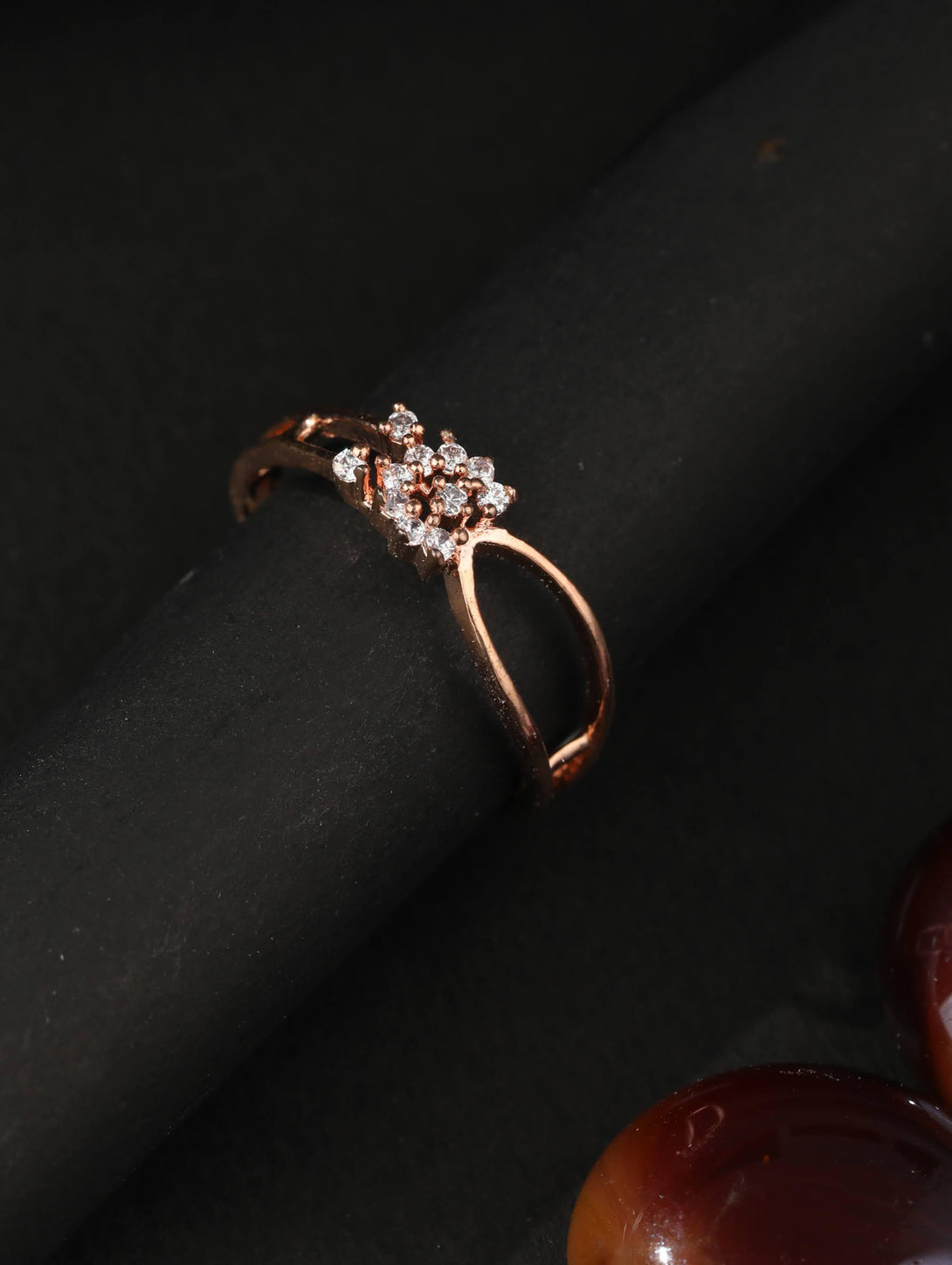 Women's American Diamond Rose Gold Plated Ring - Priyaasi - Indiakreations