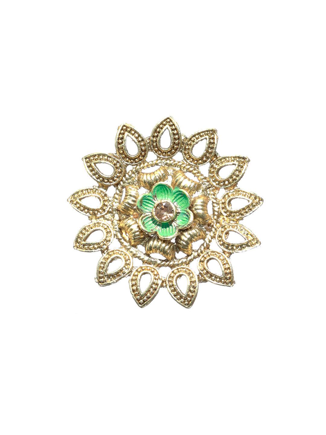 Women's Gold Toned Blooming Flower Ring - Priyaasi - Indiakreations