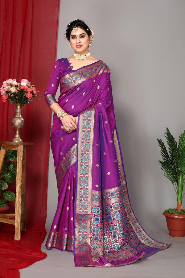 Women's Purple Designer Saree Collection - Dwija Fashion