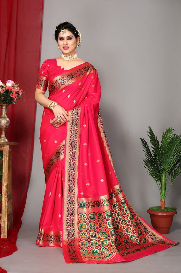 Women's Peach Designer Saree Collection - Dwija Fashion