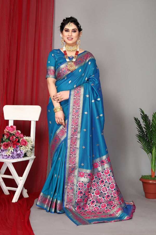 Women's Blue Designer Saree Collection - Dwija Fashion