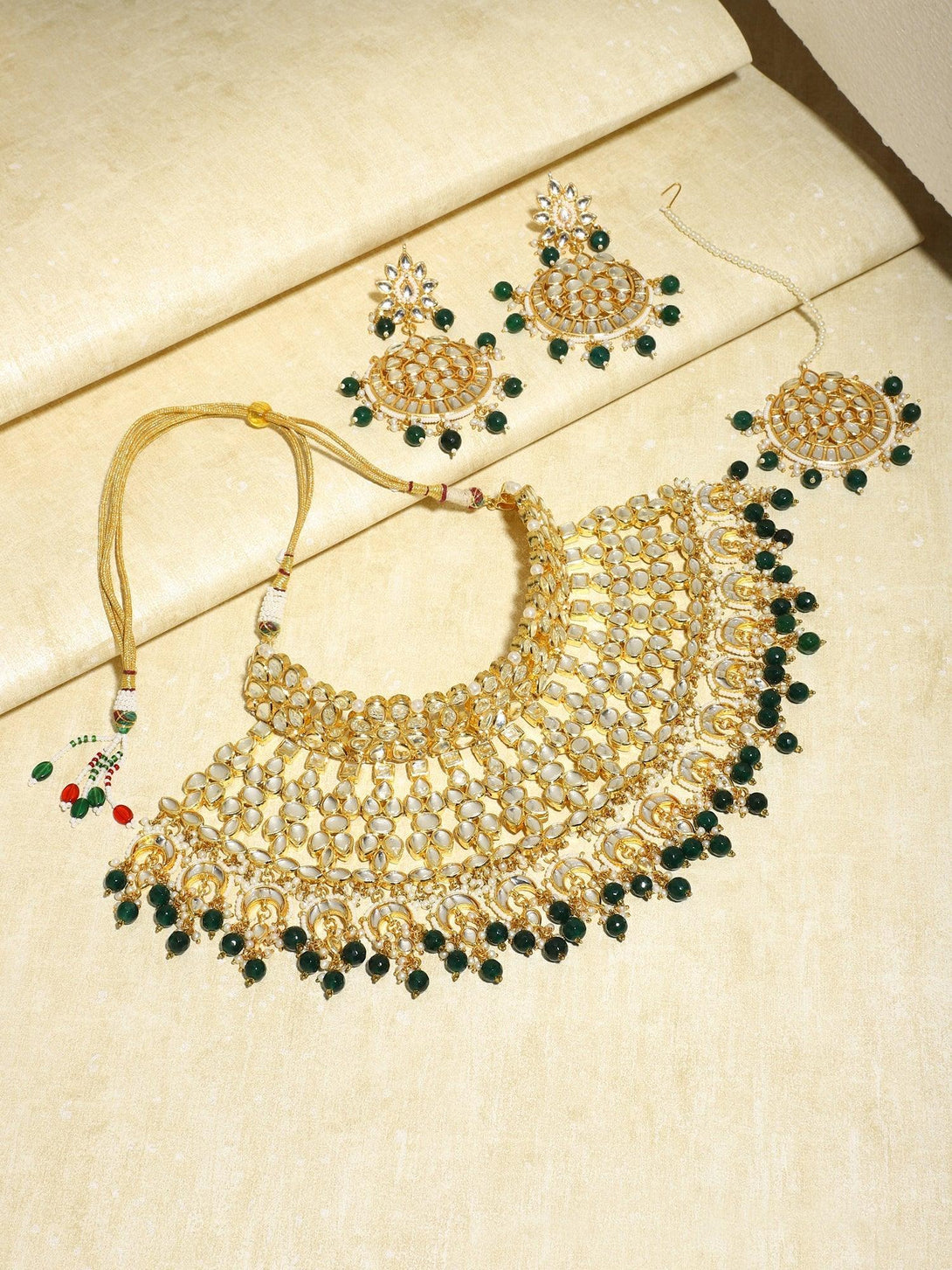 Women's Kundan Choker With Earrings - Ruby Raang - Indiakreations