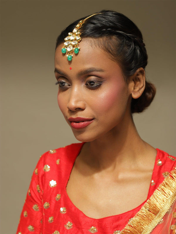 Women's Kundan Maang Tikka - Ruby Raang - Indiakreations