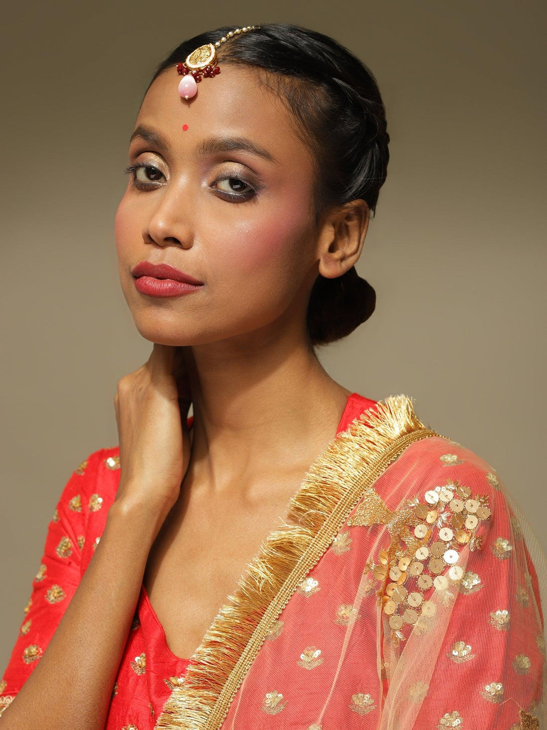 Women's Kundan Maang Tikka - Ruby Raang - Indiakreations