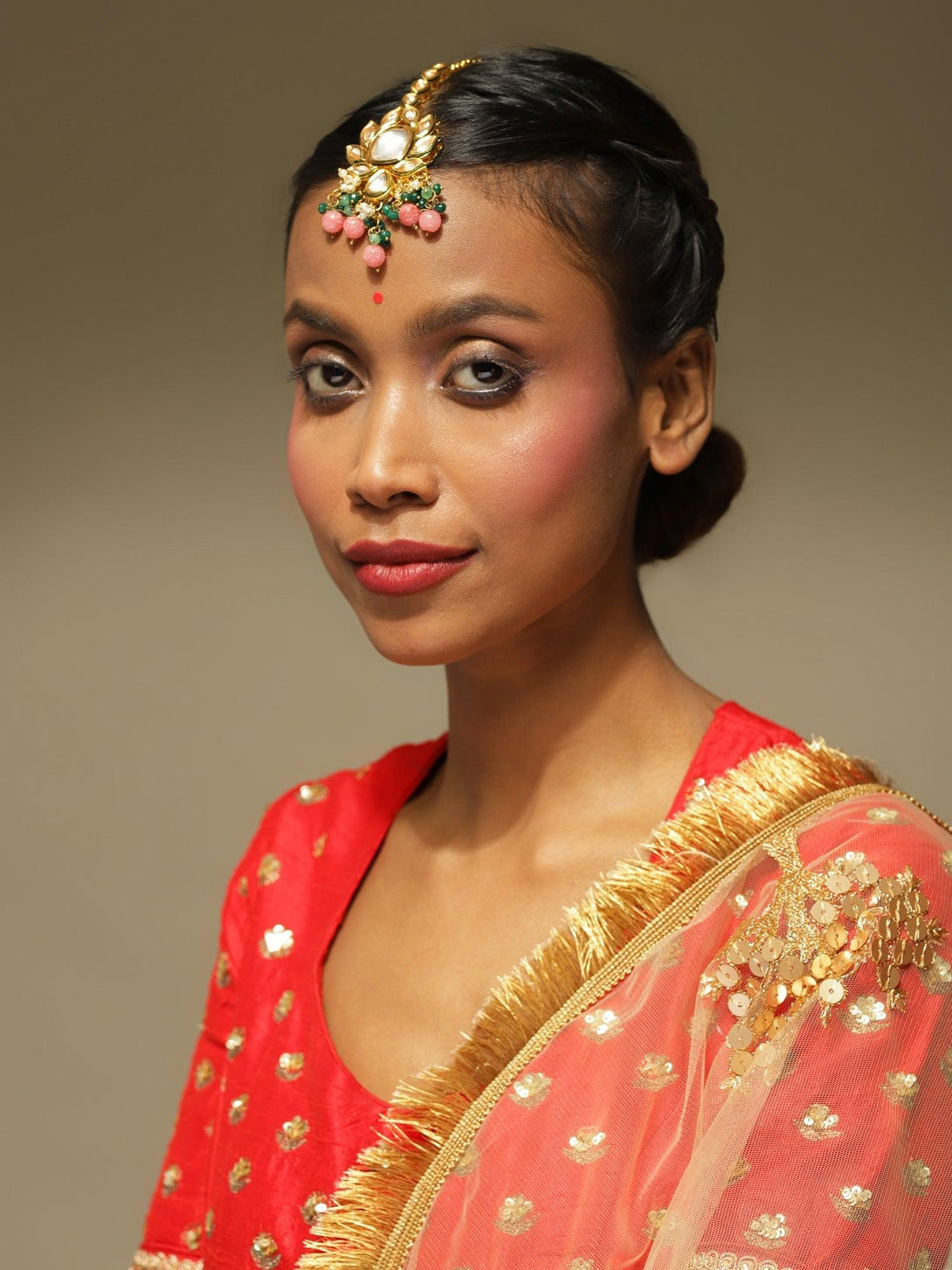 Women's Kundan Maang Tikka - Ruby Raang - Indiakreations