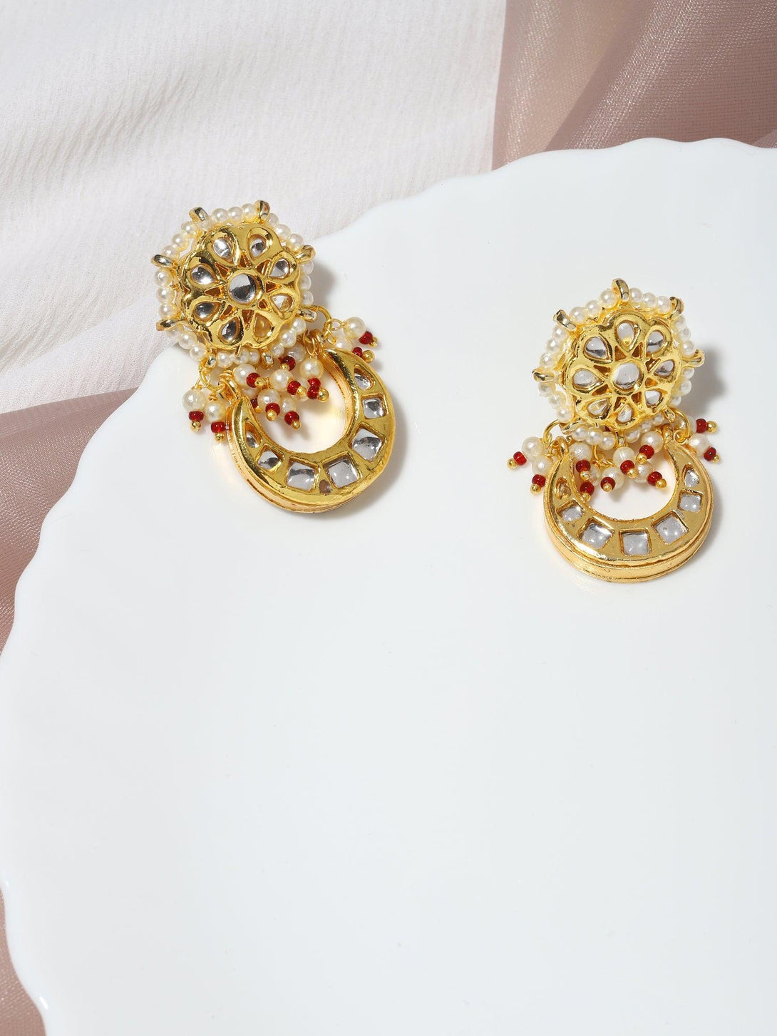 Women's Kundan Earring - Ruby Raang - Indiakreations