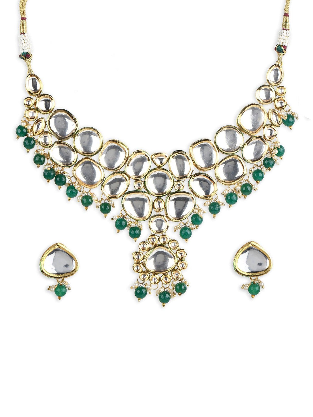 Women's Kundan Choker With Earrings - Ruby Raang - Indiakreations