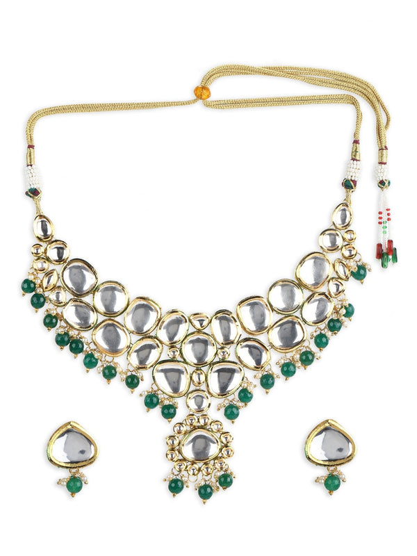 Women's Kundan Choker With Earrings - Ruby Raang - Indiakreations