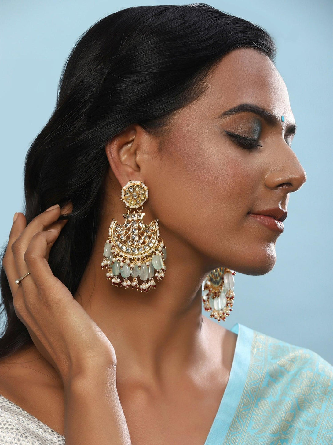 Women's Kundan Earrings - Ruby Raang - Indiakreations