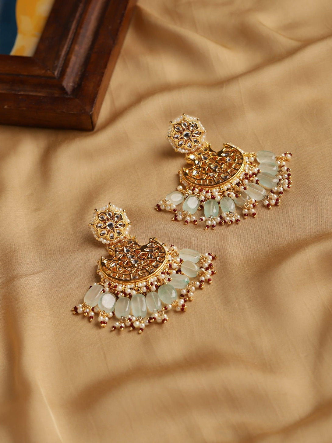 Women's Kundan Earrings - Ruby Raang - Indiakreations