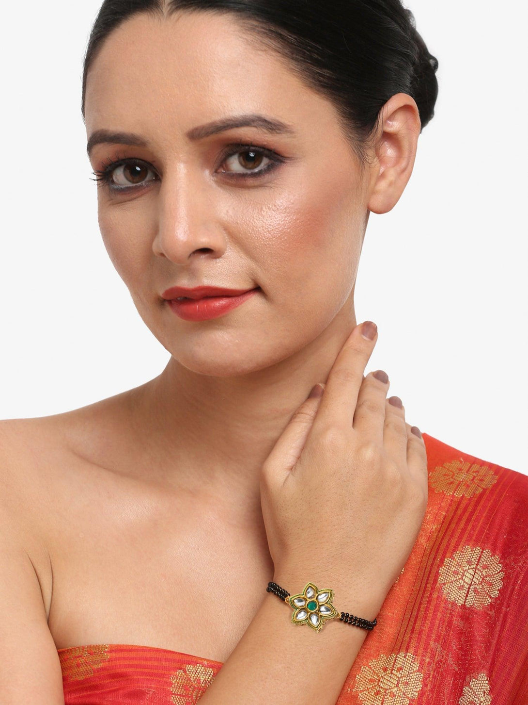Women's Kundan Bracelet Mangalsutra - Ruby Raang - Indiakreations