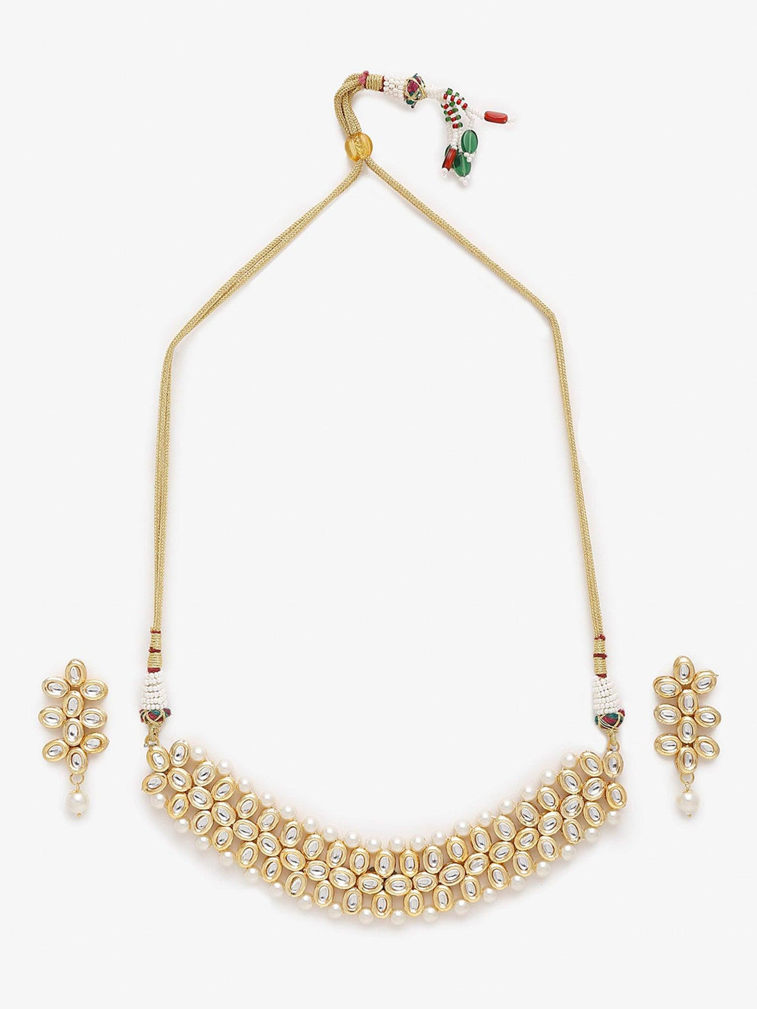 Women's Kundan Choker with Earrings - Ruby Raang - Indiakreations